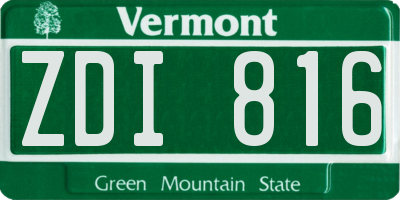 VT license plate ZDI816