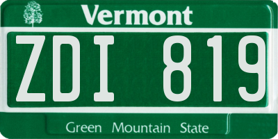 VT license plate ZDI819