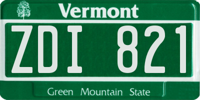 VT license plate ZDI821
