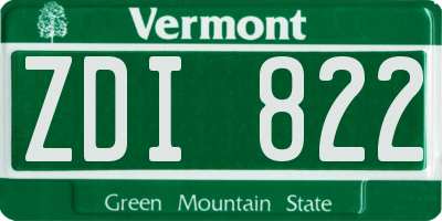 VT license plate ZDI822