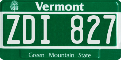 VT license plate ZDI827
