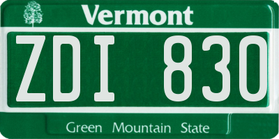 VT license plate ZDI830