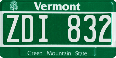 VT license plate ZDI832