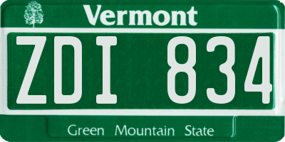 VT license plate ZDI834