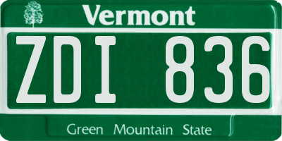 VT license plate ZDI836