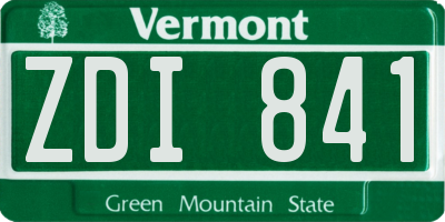 VT license plate ZDI841