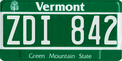 VT license plate ZDI842