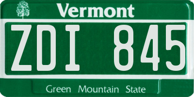 VT license plate ZDI845