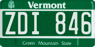VT license plate ZDI846