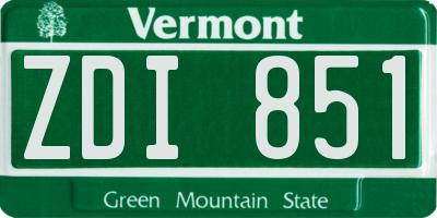 VT license plate ZDI851