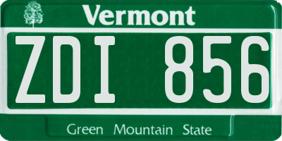 VT license plate ZDI856