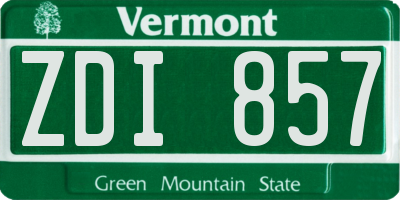 VT license plate ZDI857