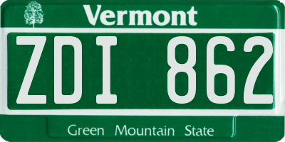 VT license plate ZDI862