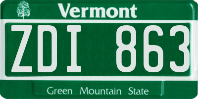 VT license plate ZDI863