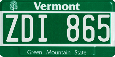 VT license plate ZDI865