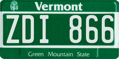 VT license plate ZDI866