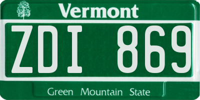 VT license plate ZDI869