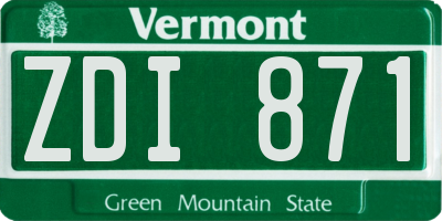 VT license plate ZDI871