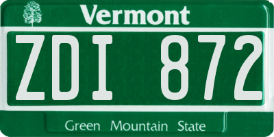 VT license plate ZDI872