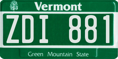 VT license plate ZDI881