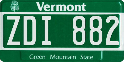 VT license plate ZDI882