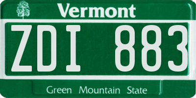VT license plate ZDI883