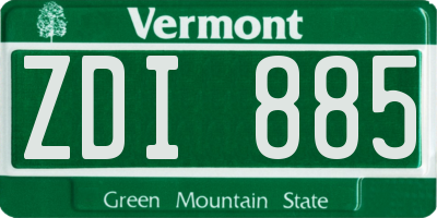 VT license plate ZDI885