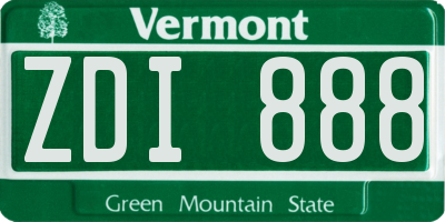 VT license plate ZDI888