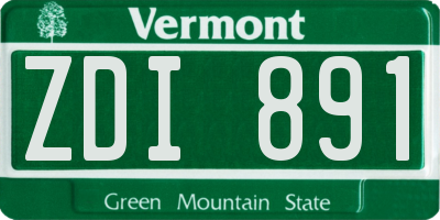 VT license plate ZDI891