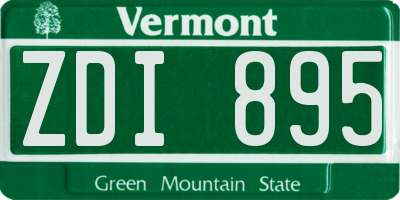 VT license plate ZDI895