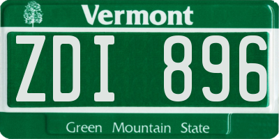 VT license plate ZDI896