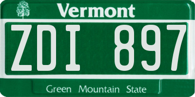 VT license plate ZDI897