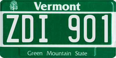 VT license plate ZDI901