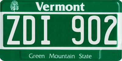 VT license plate ZDI902