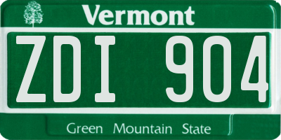 VT license plate ZDI904