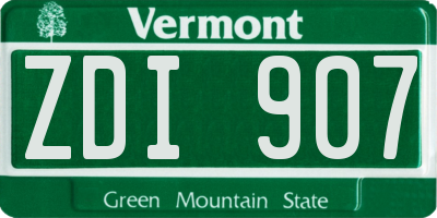 VT license plate ZDI907