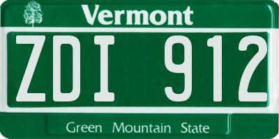 VT license plate ZDI912