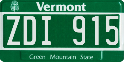 VT license plate ZDI915