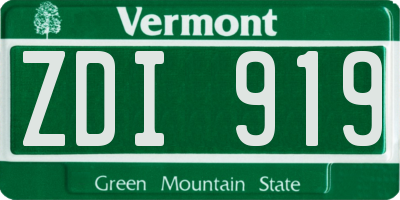 VT license plate ZDI919