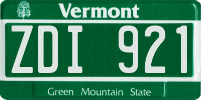 VT license plate ZDI921