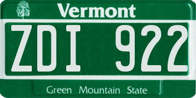 VT license plate ZDI922