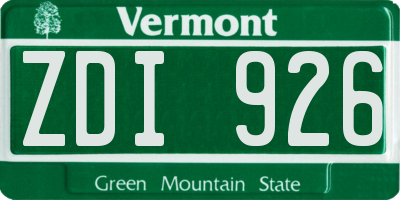 VT license plate ZDI926