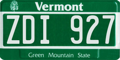VT license plate ZDI927
