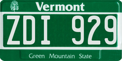 VT license plate ZDI929