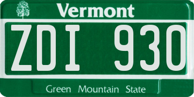 VT license plate ZDI930