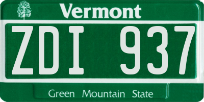 VT license plate ZDI937