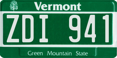VT license plate ZDI941