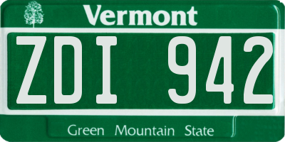 VT license plate ZDI942