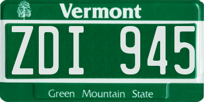 VT license plate ZDI945