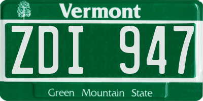 VT license plate ZDI947